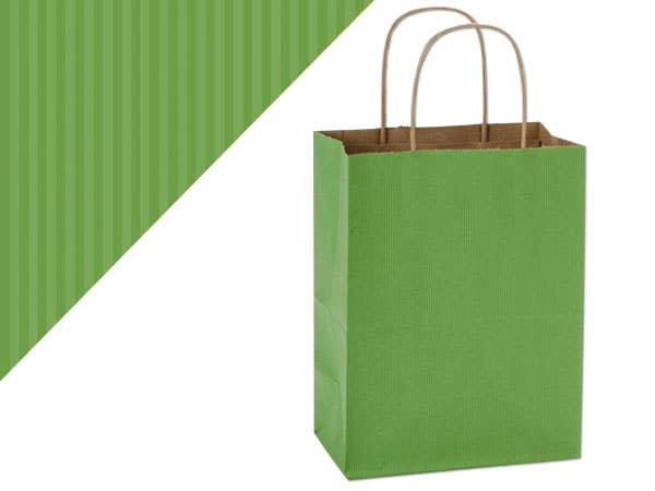 Recycled Shadow Stripe Kraft Paper Retail Shopping Bags: French Blue, 25 Pack, Vogue 16x6x13"