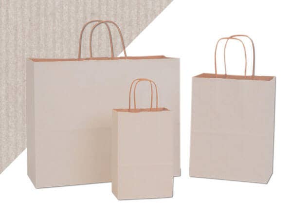 Recycled Shadow Stripe Kraft Paper Retail Shopping Bags: French Blue, 25 Pack, Cub 8x4.75x10.5"