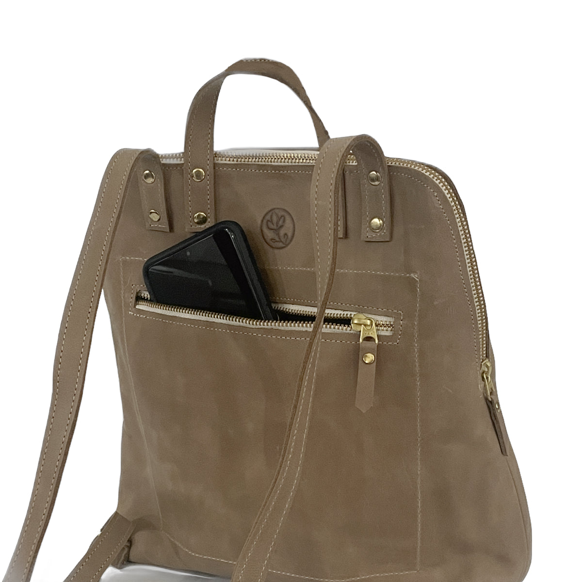 Riley Backpack In Mocha Leather | Upcycled LV