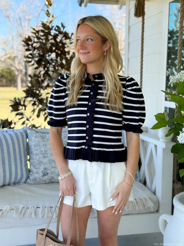 The Sail Away Stripe Top / Cardigan
