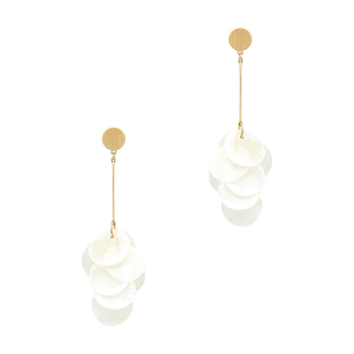 Pearlized Acrylic Textured Circles with Gold Bar 2" Drop Earring