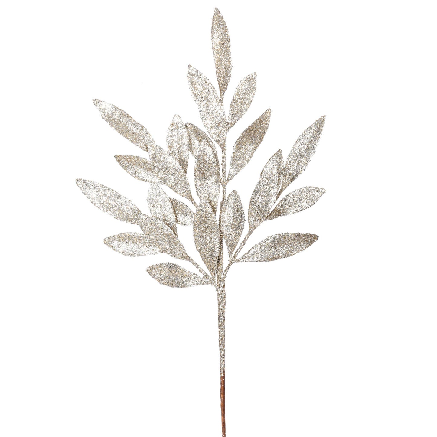 Vickerman 22" Champagne Glit BayLeaf Spray 12/Bg: Champagne, Plastic, 22"