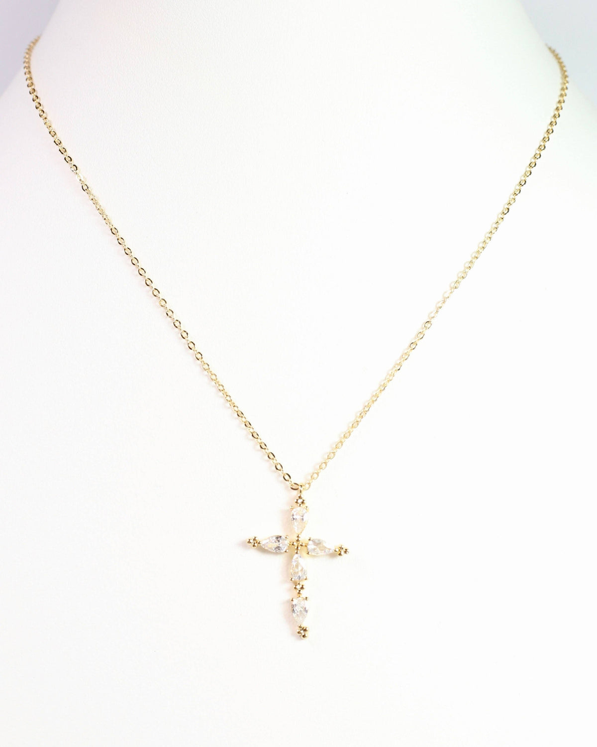 Marla CZ Cross Necklace Gold