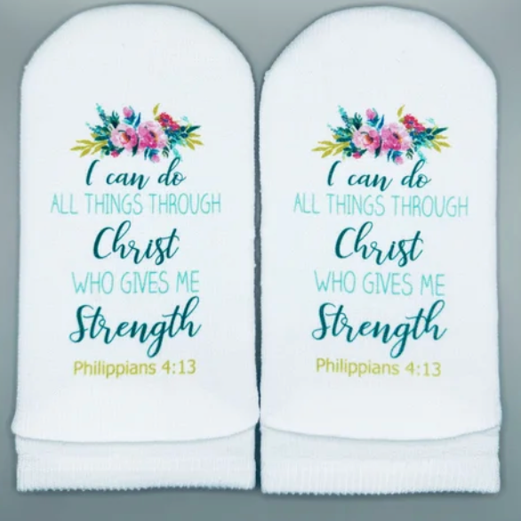 Philippians 4:13 I can do all things through Christ socks