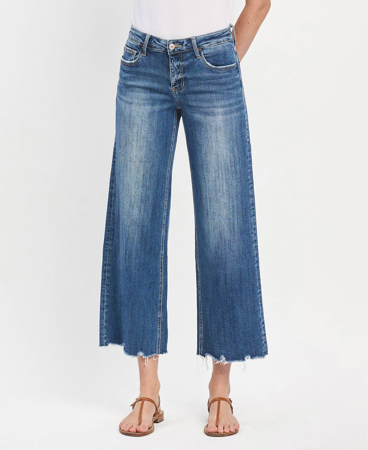 MID RISE RAW HEM WIDE JEANS-LOVERVET