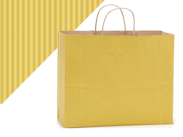 Recycled Shadow Stripe Kraft Paper Retail Shopping Bags: French Blue, 25 Pack, Vogue 16x6x13"
