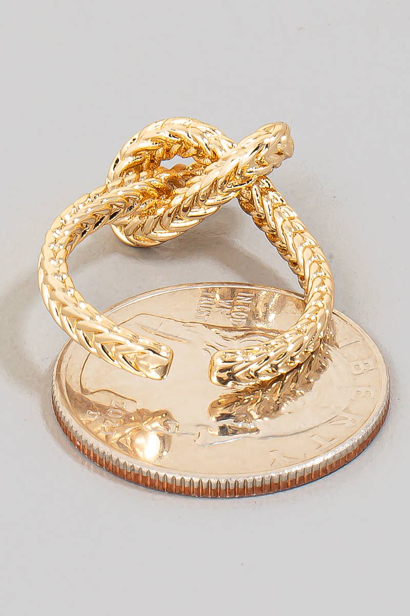 Textured Metallic Knot Open Band Ring: GD
