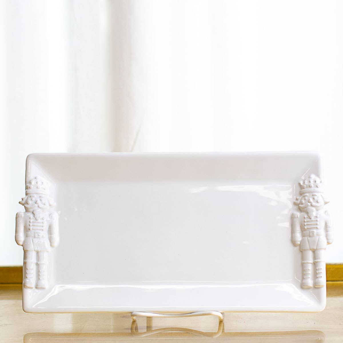 Royal Nutcracker Embossed Rectangle Platter-White