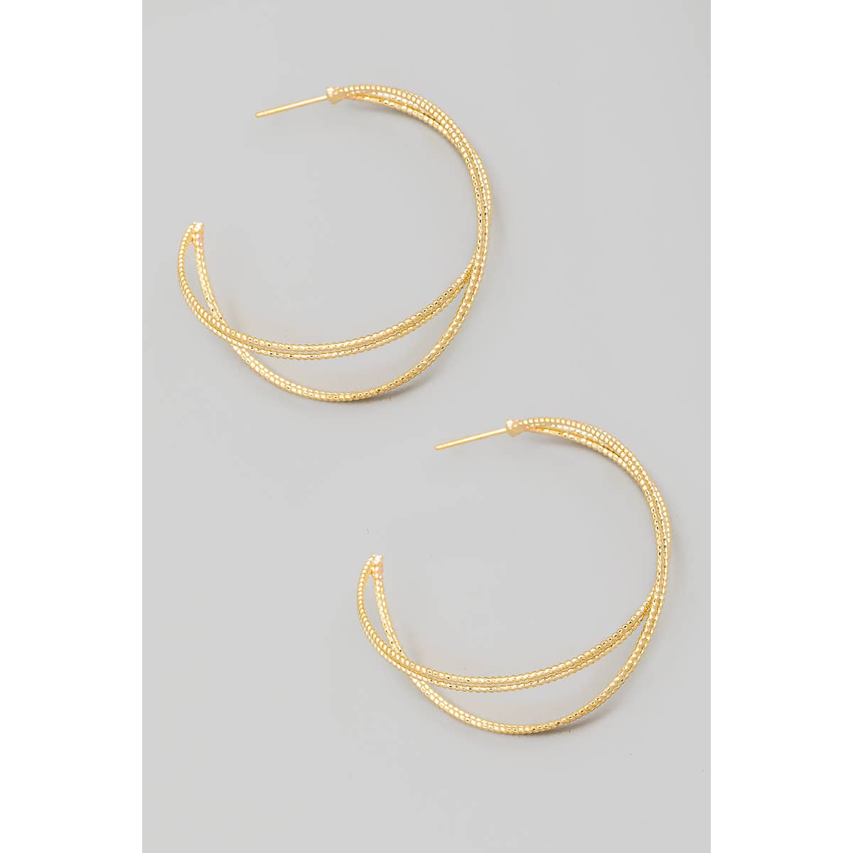 Textured Metallic Hoop Earrings: G