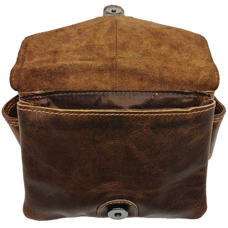 Leather Women Waist Pack Jax - Sandel: Brown