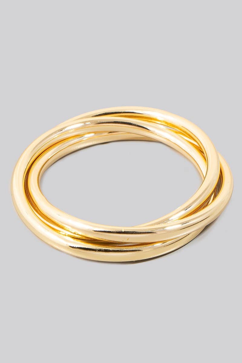 Layered Metallic Tube Bangle Bracelet Set