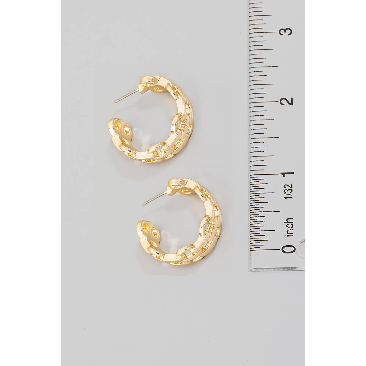 Solid Metallic Chain Hoop Earrings: GD