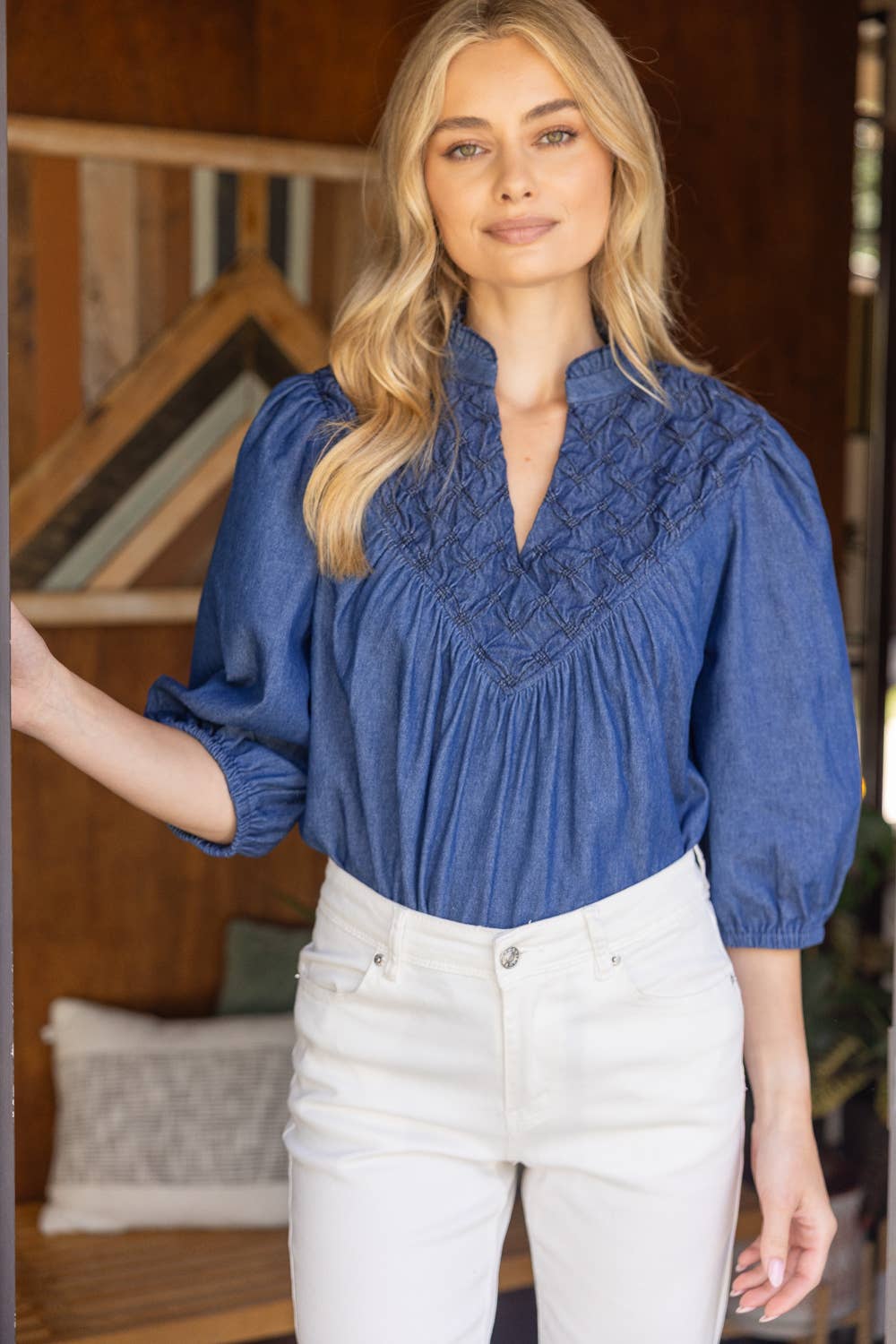 Indigo Diamond Yoke Top
