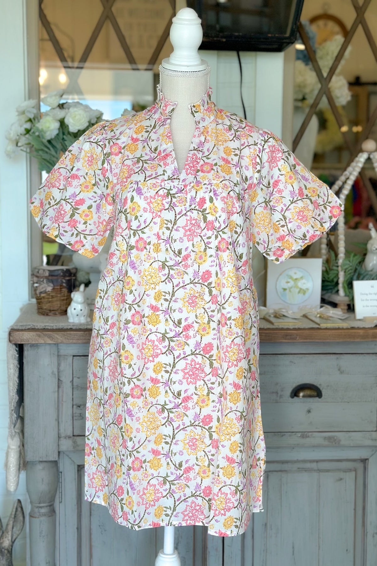 Flower Paisley Print Short Sleeve Dress
