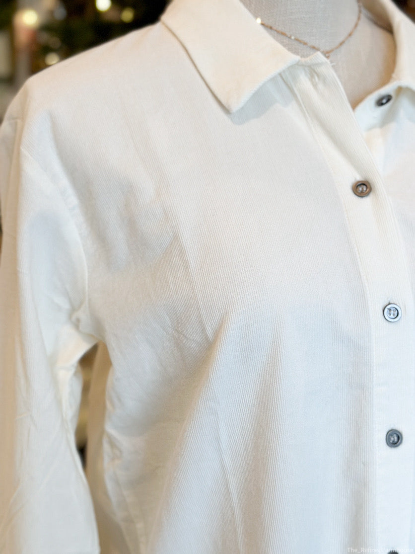 Washed Corduroy Shirt: Ivory