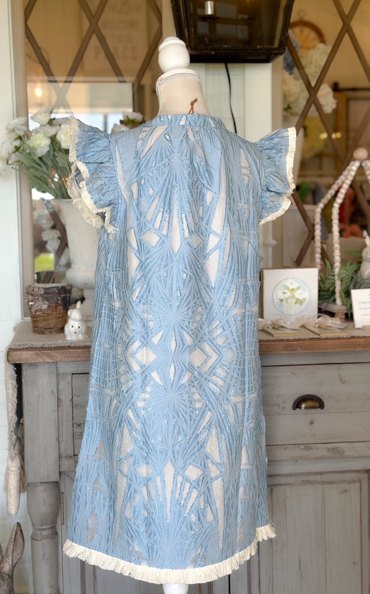 Fringe Detailed Burn Out Dress