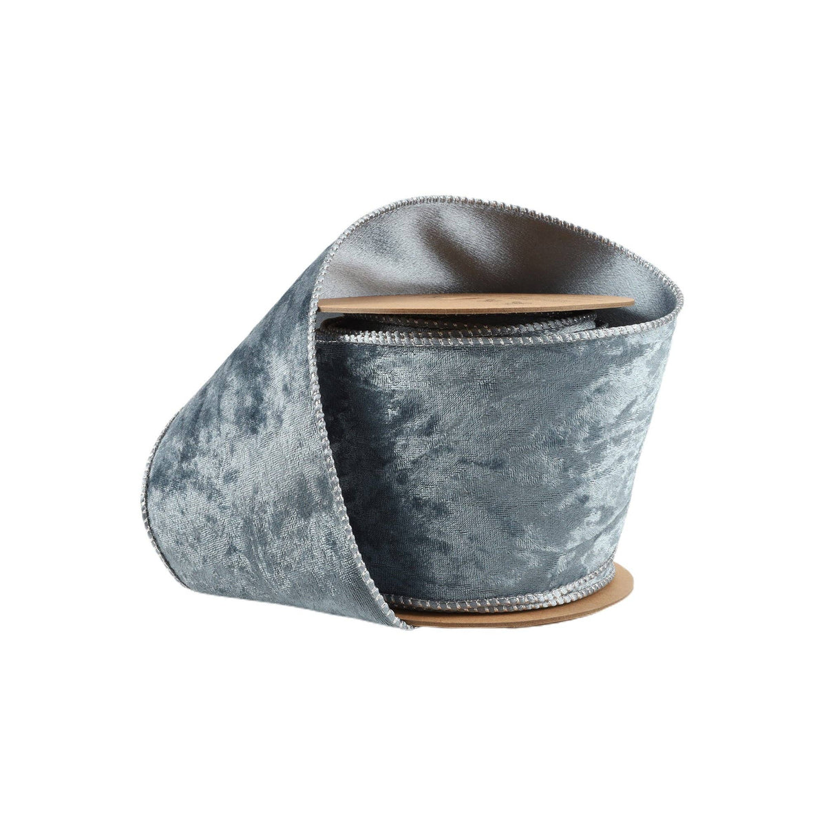 4" Reversible Frosted Velvet Wired Ribbon | Blue | 10 Yard Roll