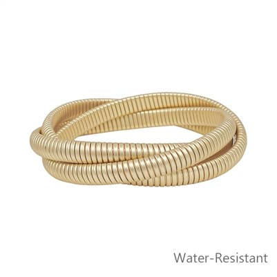 Water-Resistant Matte Gold Stretch Bracelet