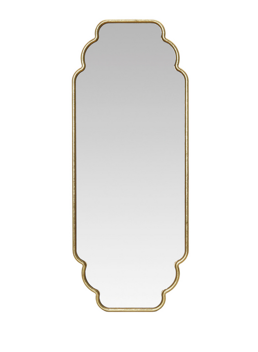 Metal Framed Scalloped Wall Mirror, Gold Finish