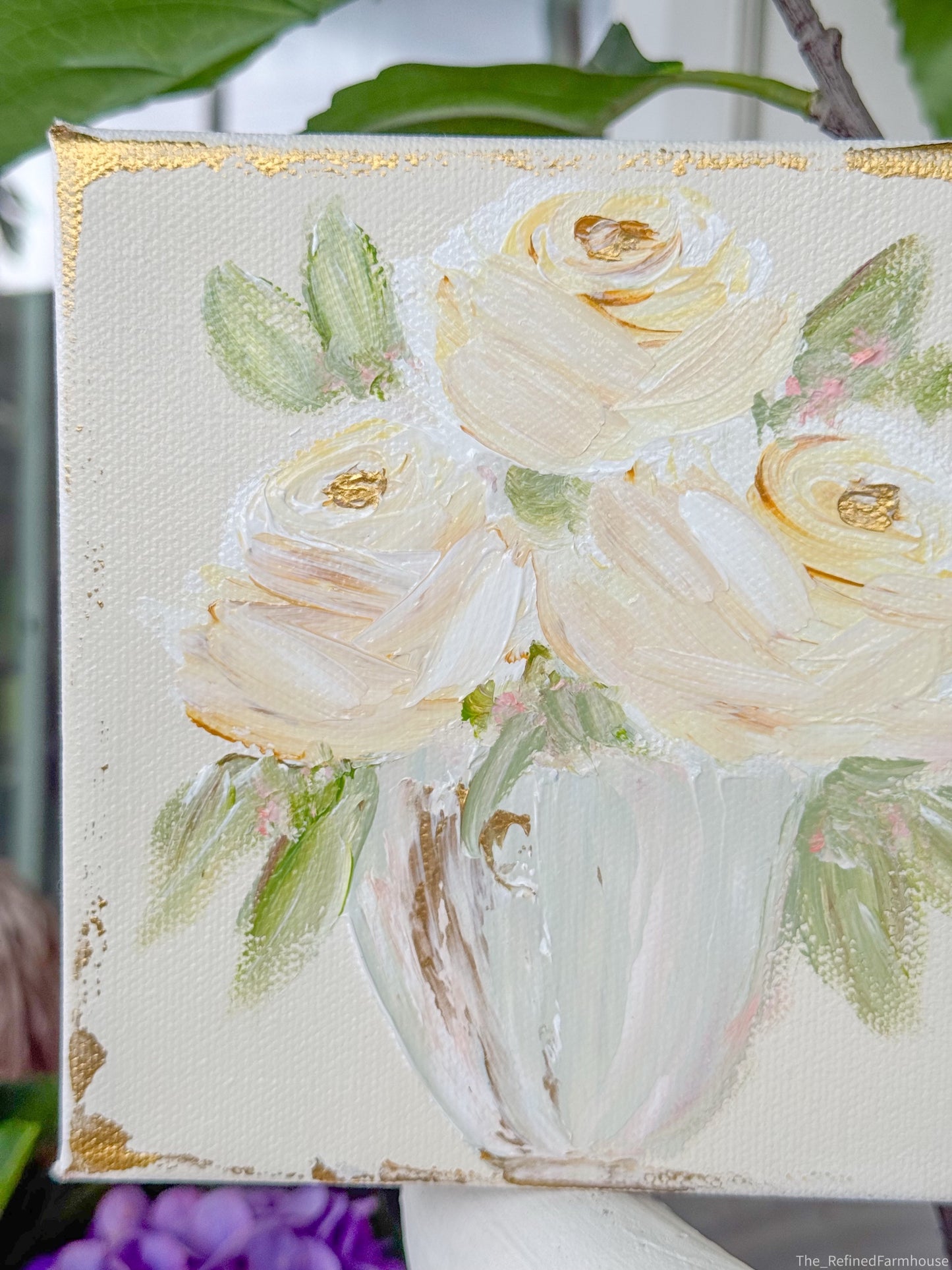 Ivory Garden Blooms | Hand Painted Original | 6x6