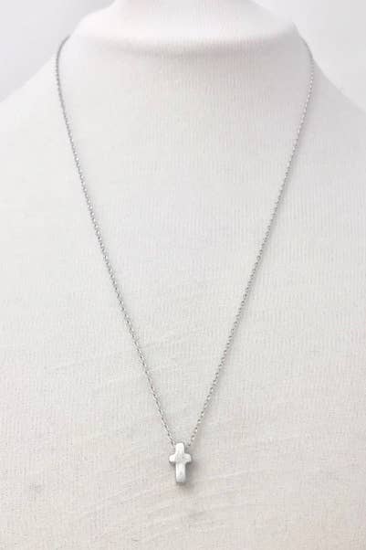 Silver Cross 16"-18" Necklace
