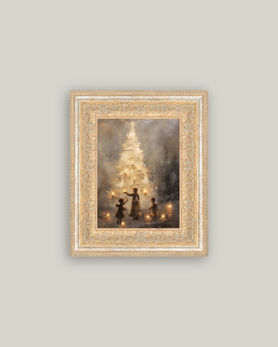Christmas Tree Gold Framed Antique Art | 10x12