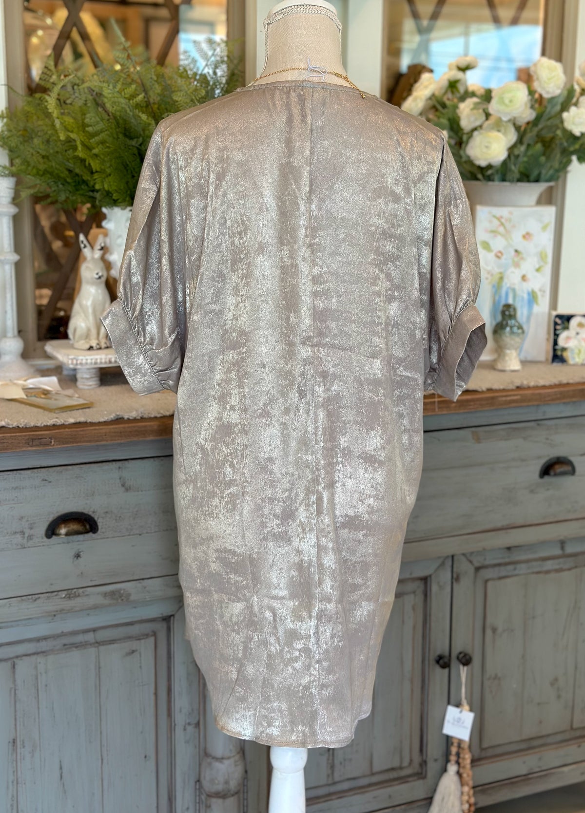 Metallic Dress with Pockets