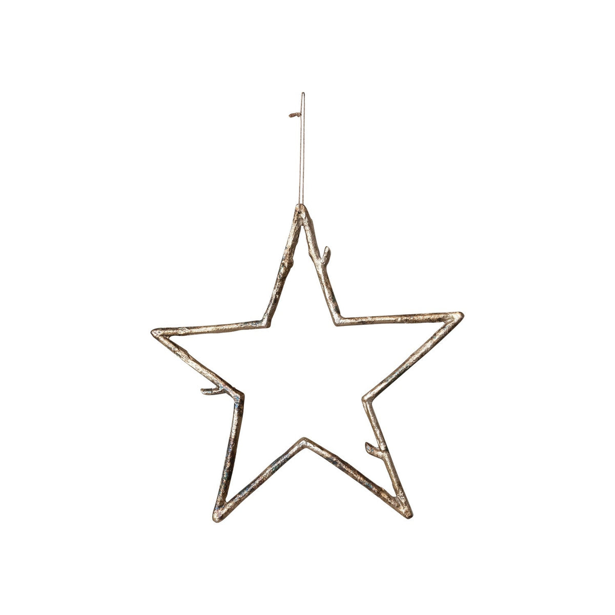 Metal Twig Star Ornament - Antique Gold Finish