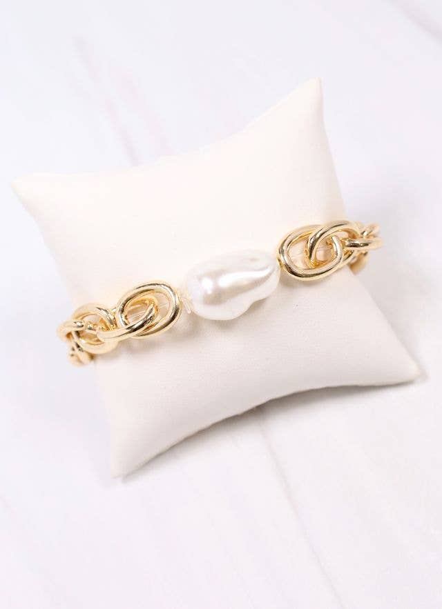 Harrie Link Bracelet with Pearl Gold