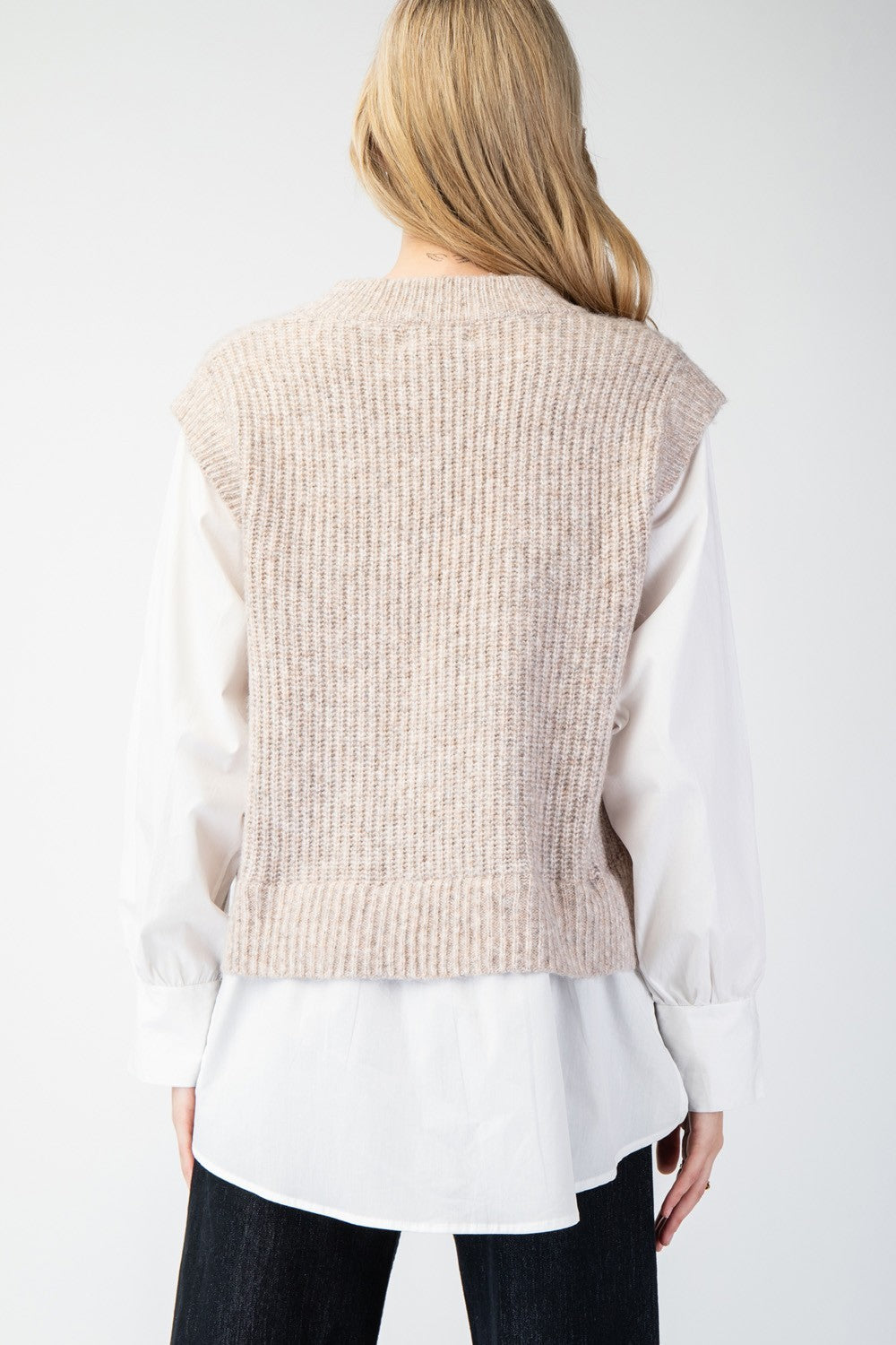 Shirt Layered Sweater Vest Top