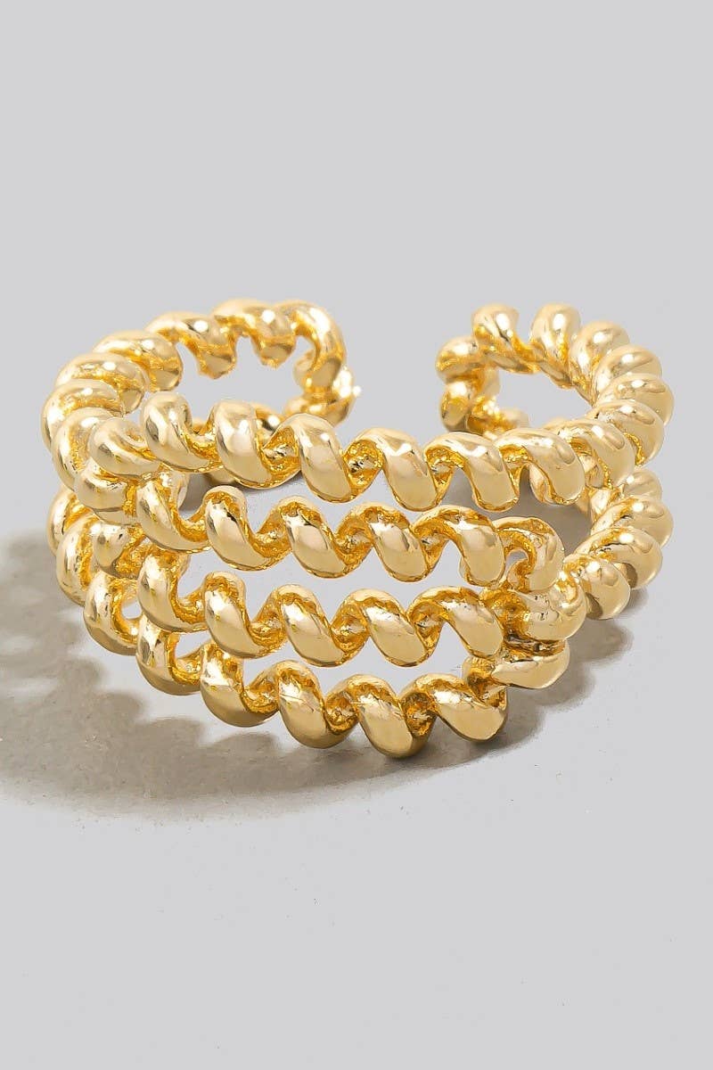 Intricate Twisted Layered Open Band Ring: G