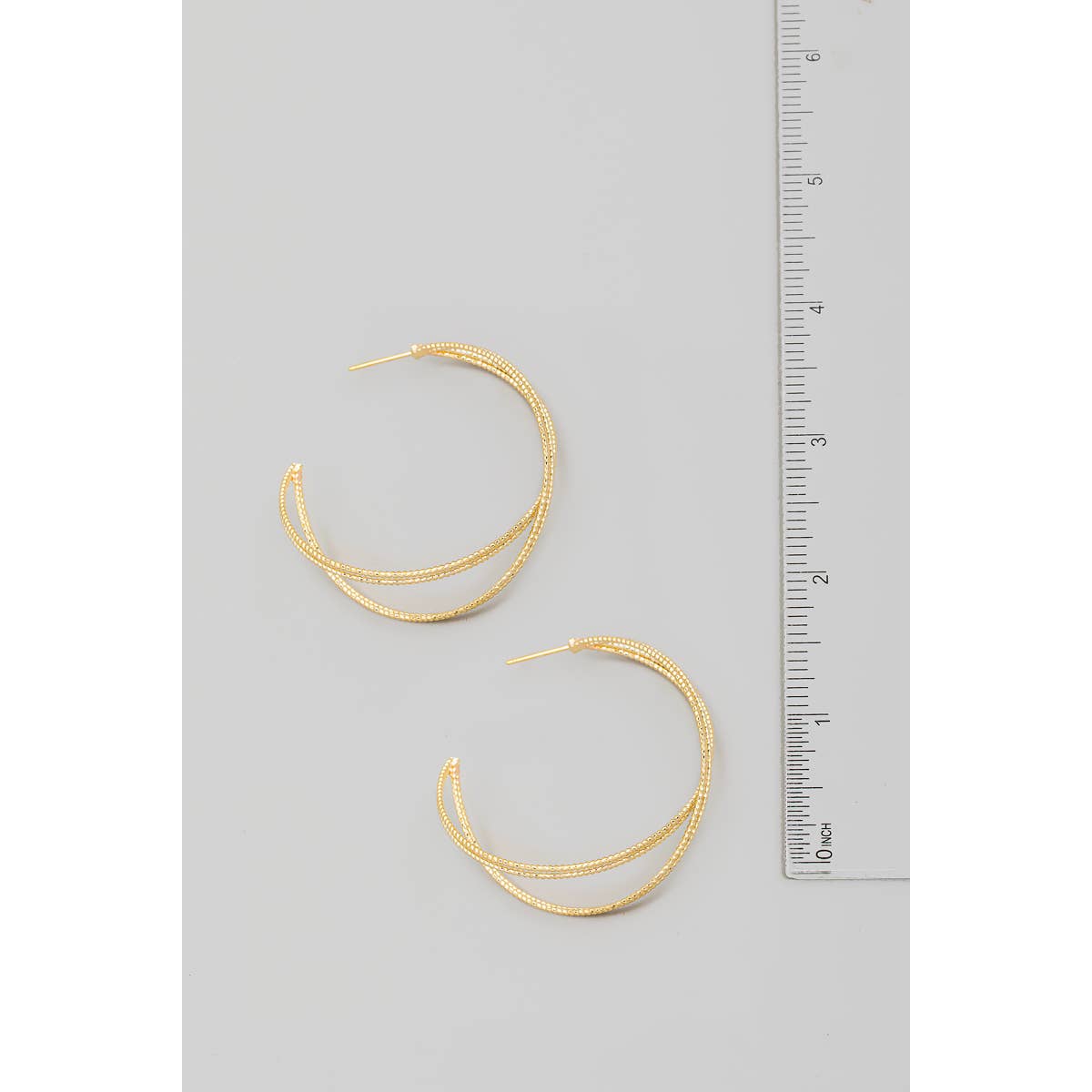 Textured Metallic Hoop Earrings: S