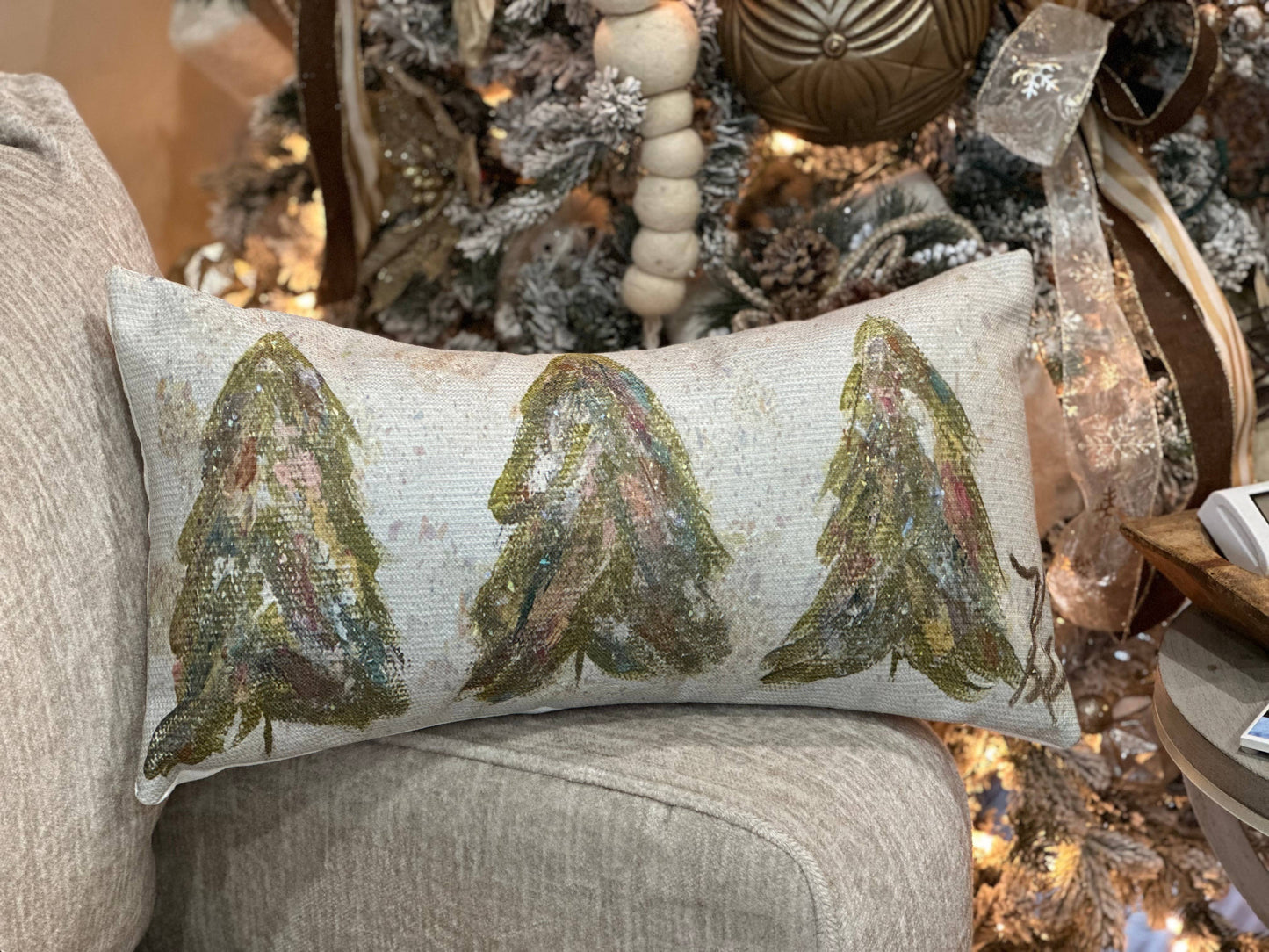 Woodland Sparkle Tree Lumbar Pillow: 12x24