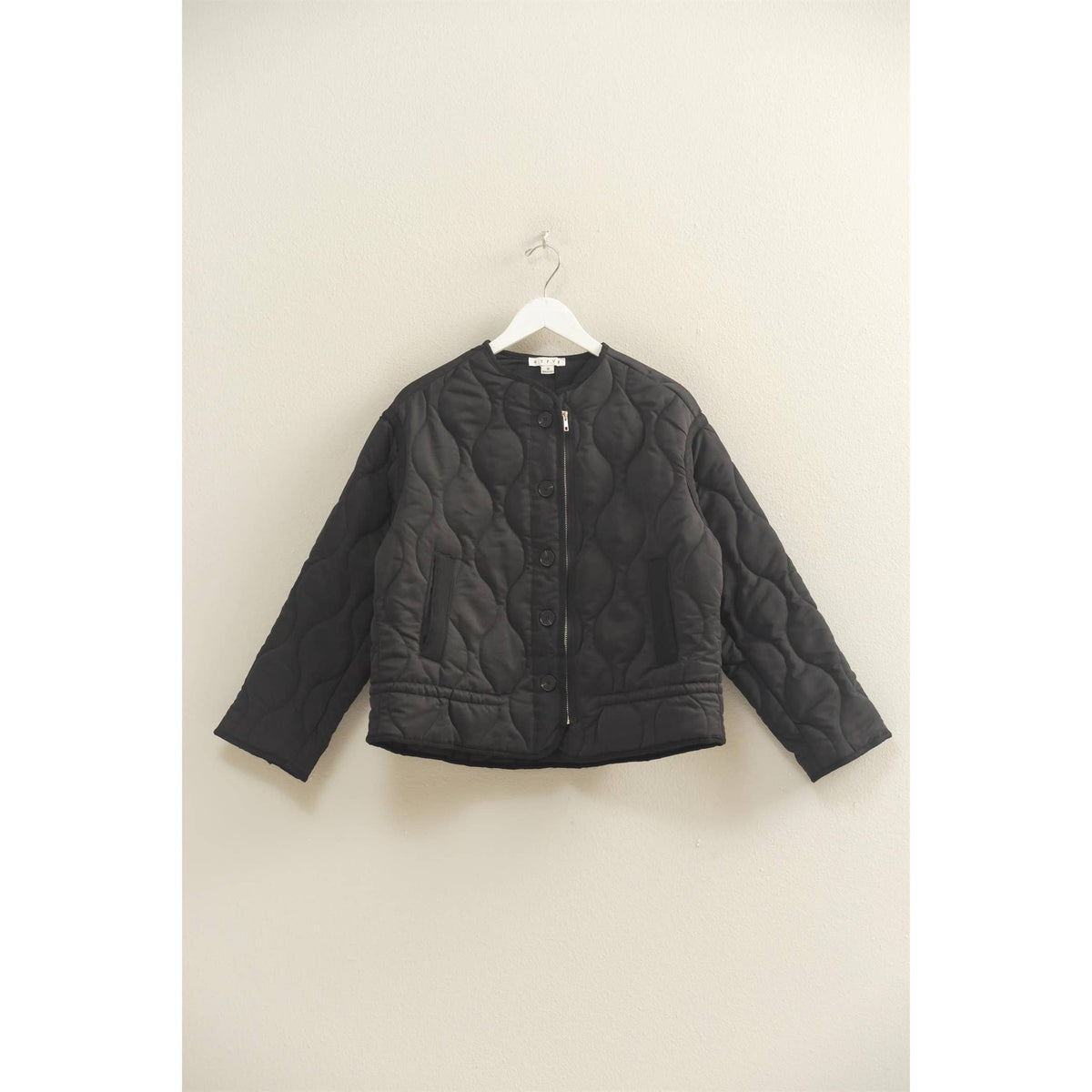 Quilted Peplum Outerwear Jacket | Black