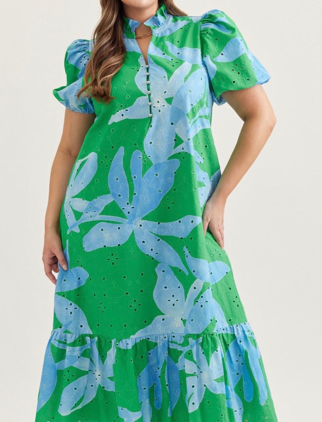 Fresh Bloom Midi Dress-Curvy