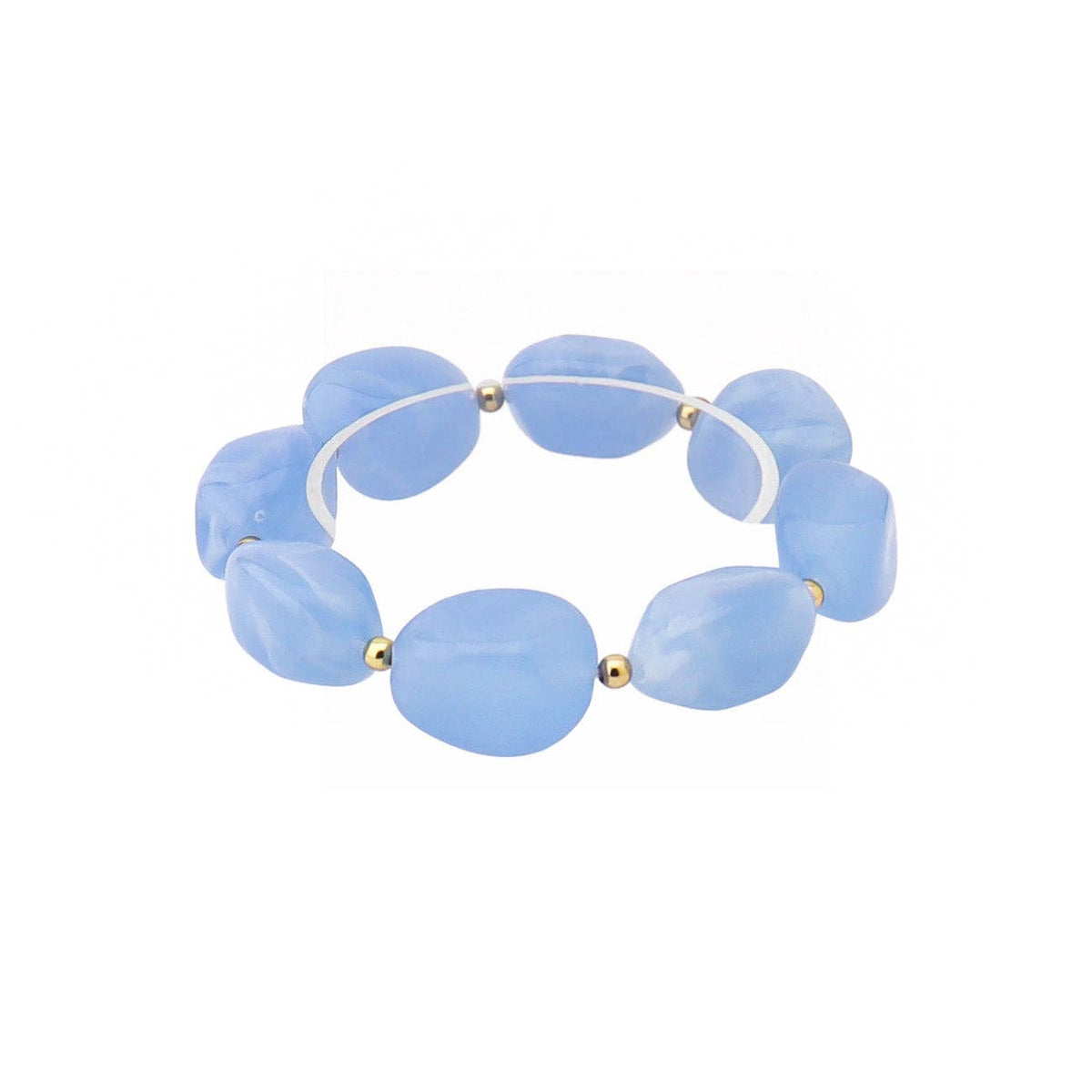 Light Blue Acylic Natural Oval Stretch Bracelet