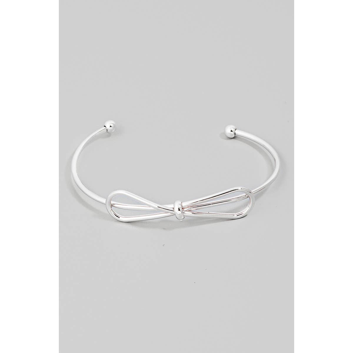 Ribbon Bow Metallic Cuff Bracelet silver