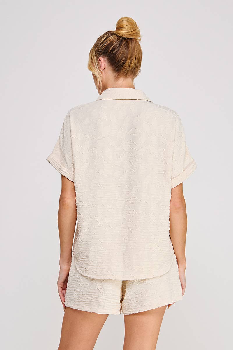 Breezy jacquard shirt: Sand, L