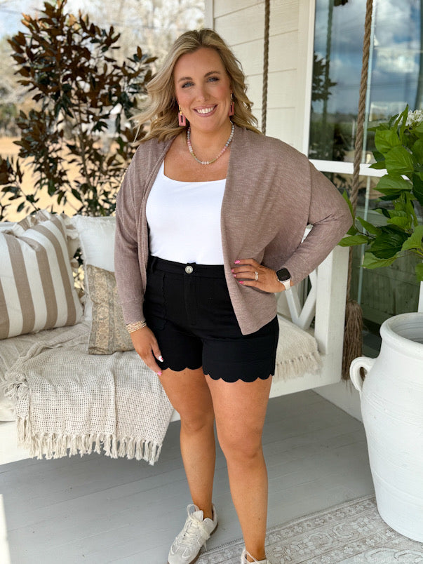 The Refined Black Scallop Shorts