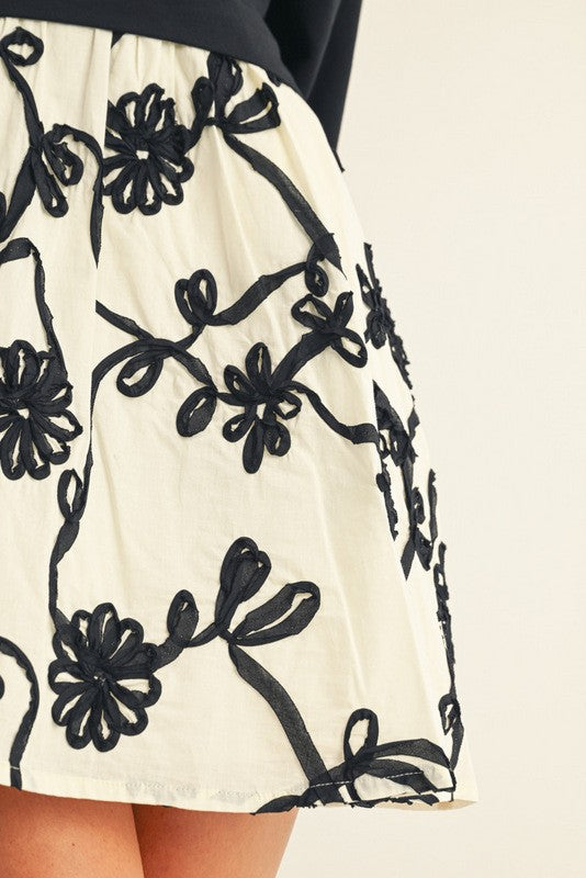 Monochrome Bloom Sweatshirt Dress
