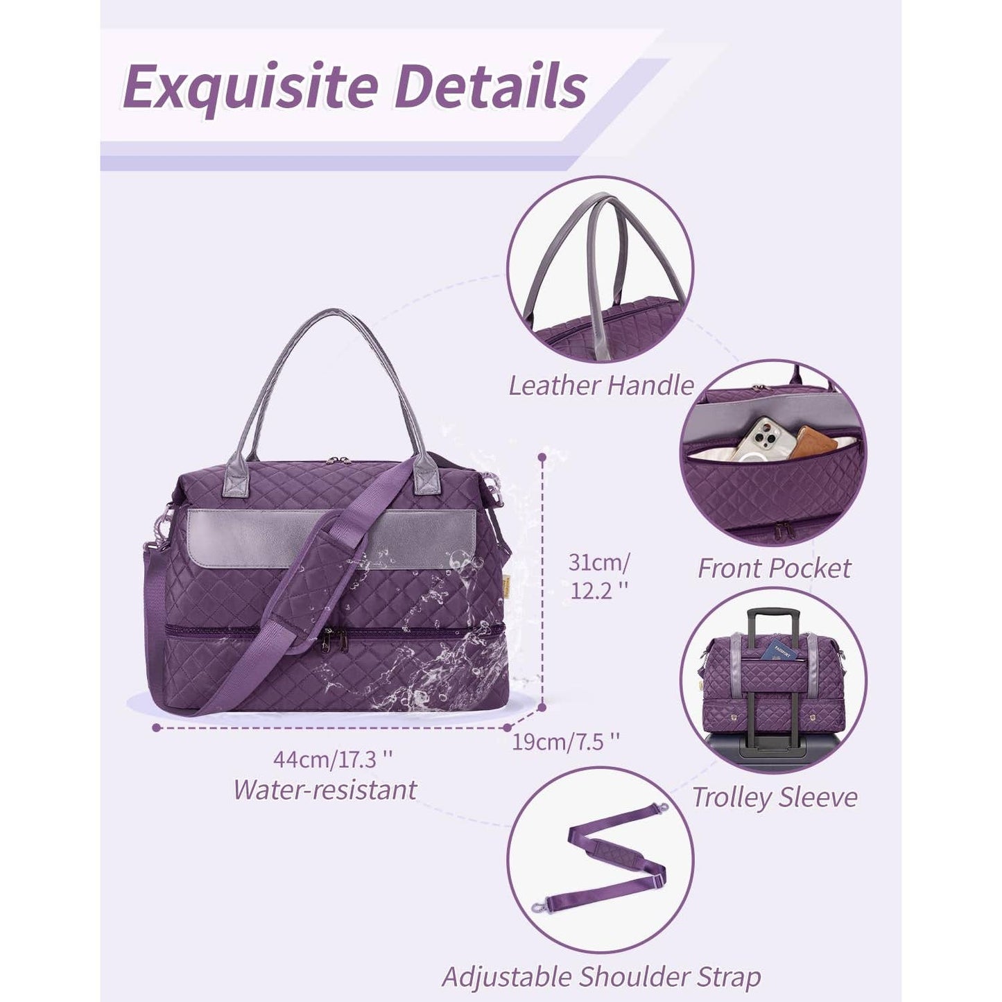 Airplane Approved Duffle Bag & Toiletry Bag Set 2 PCS: Black
