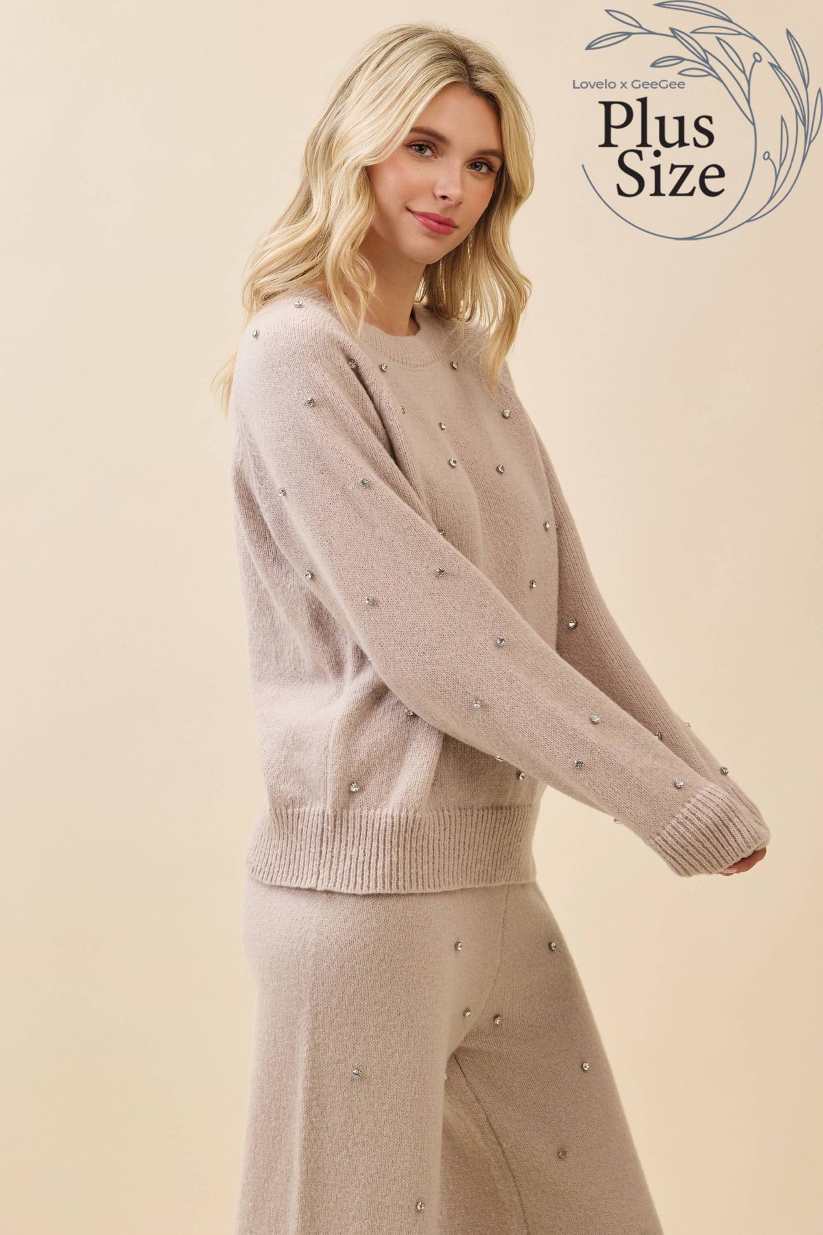 Rhinestone Embellished Knit Sweater | Curvy