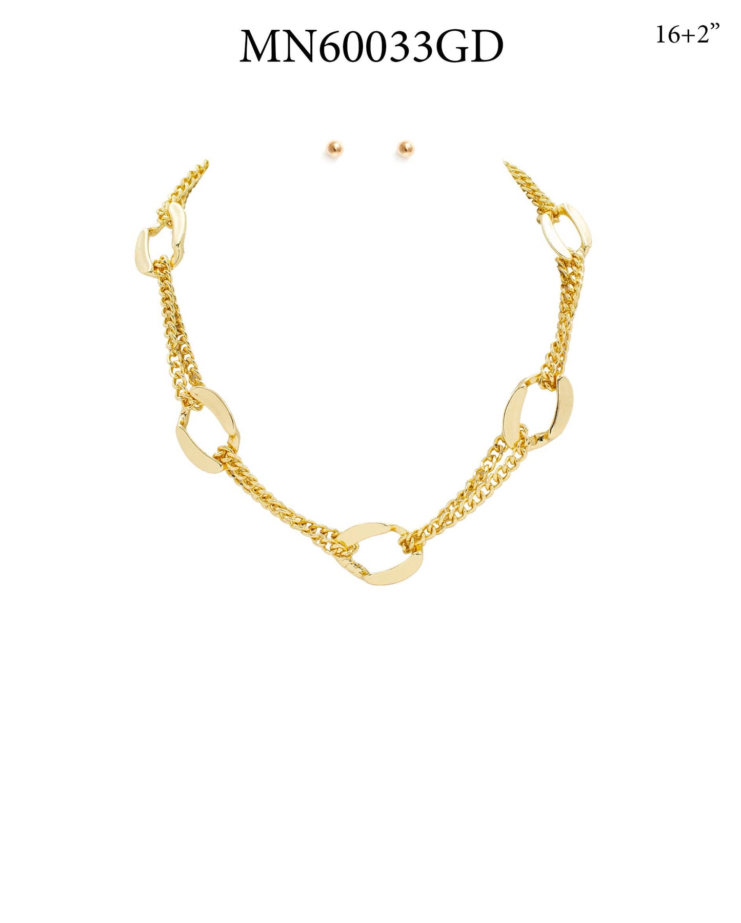 Open Gold Circle with Chain 16"-18" Necklace