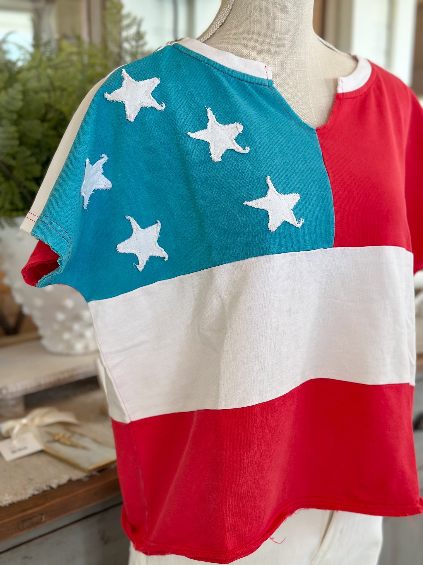 American Flag Mineral Washed Knit Top