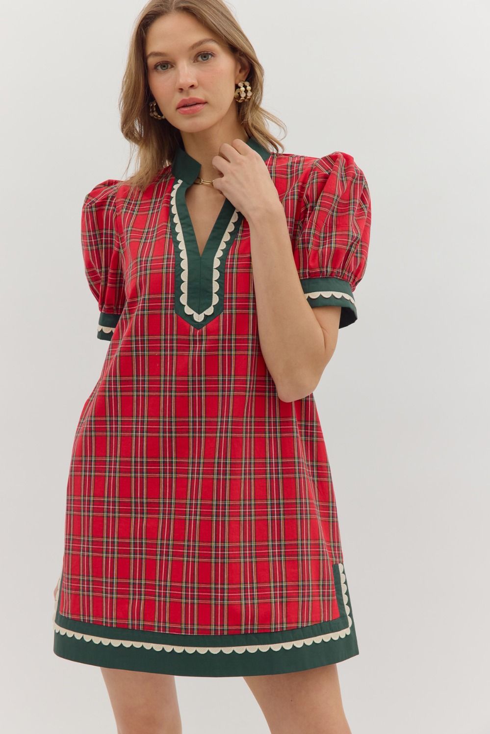 Holiday Cheer Plaid Mini Dress