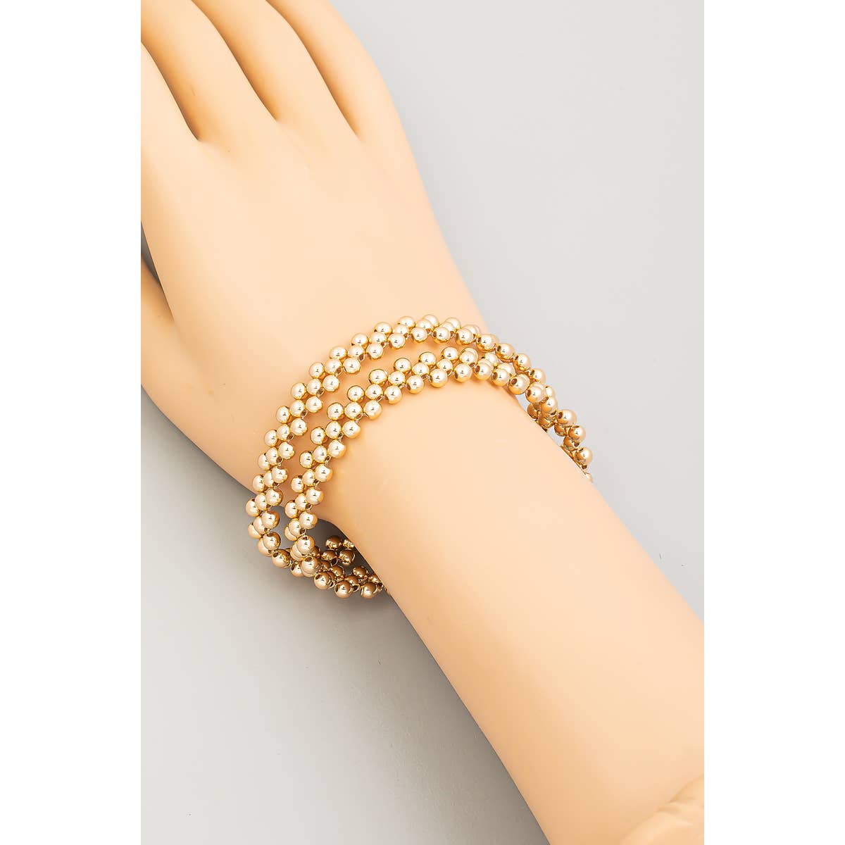Elastic Metallic Beaded Bracelet Set: G