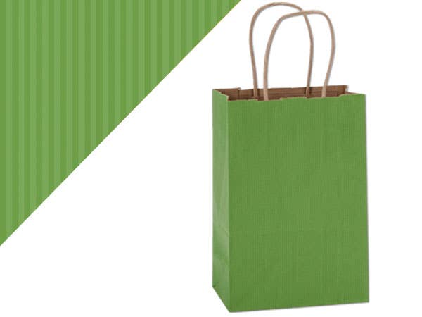 Recycled Shadow Stripe Kraft Paper Retail Shopping Bags: French Blue, 25 Pack, Vogue 16x6x13"