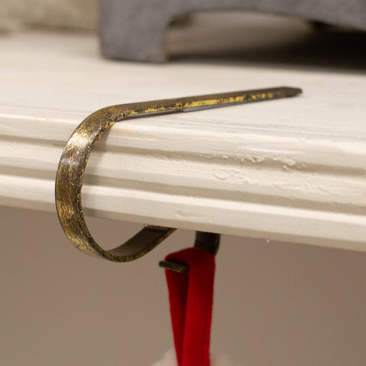 Metal Stocking Hook-Antique Gold   0.5x2.25x5