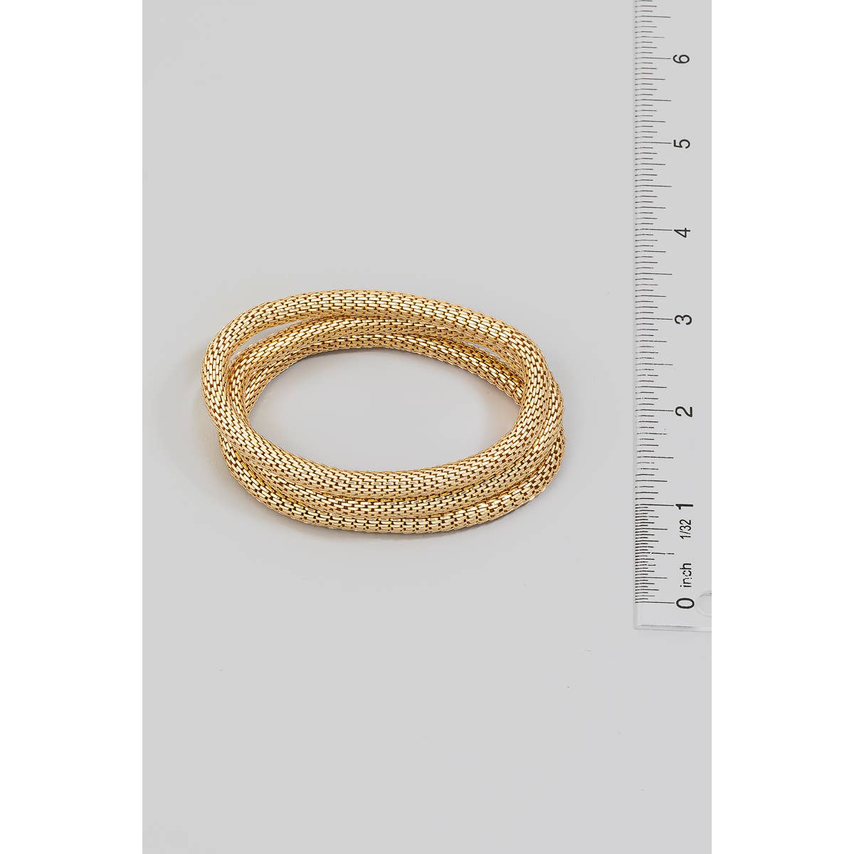 Layered Elastic Metallic Mesh Bracelet Set: SIL
