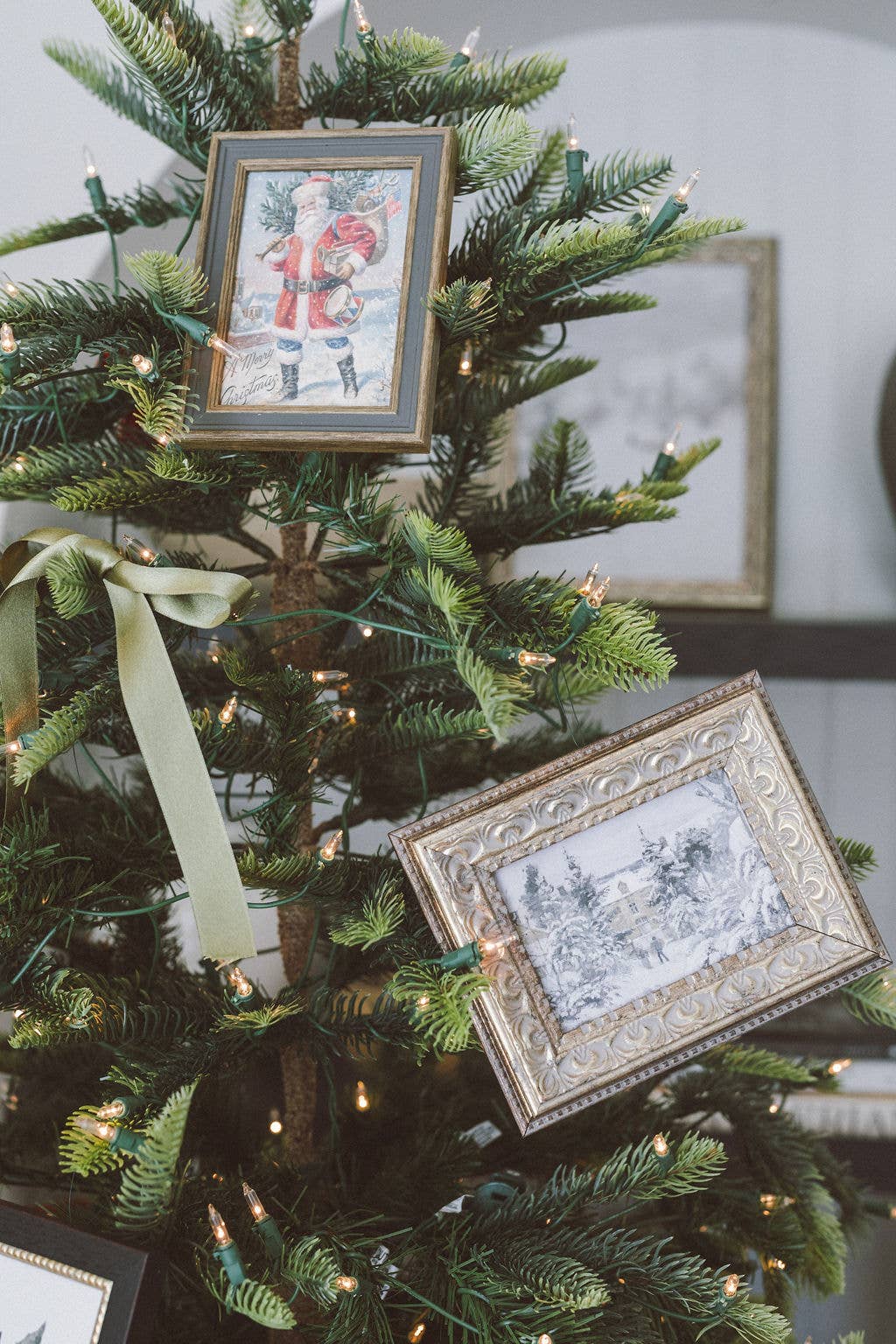 Travel Santa Framed Antique Art | 7x9